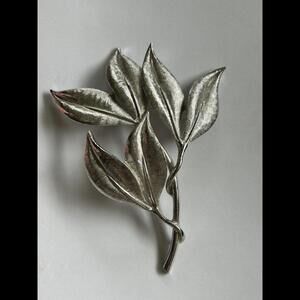 Leaves on Branch Etched EMMONS Huge Vintage Silver‎ Brooch Pin